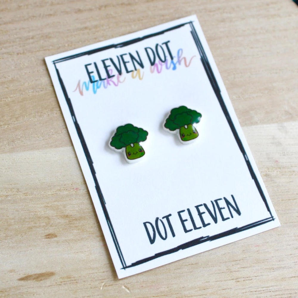 Kawaii Vegetable Broccoli Food Vegan Earrings